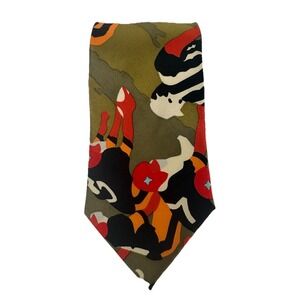 Vintage 90s Nicole Miller Silk Tie Abstract Art Designer 3.75 x 59 In